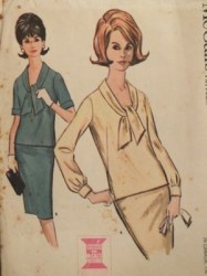 7004 McCalls 1960s Sailor Short - Long Sleeve Top, Slim Skirt 2 Piece Dress Pattern 16 36B